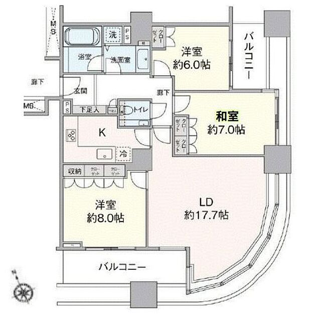 東京メトロ副都心線 池袋駅まで 徒歩2分(3LDK) 23階の間取り