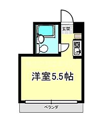 フレックス小平 ワンルームの間取図画像