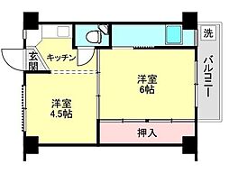 ビレッジハウス郷地3号棟 2Kの間取図画像