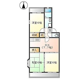 リビュエット尾澤 3DKの間取図画像