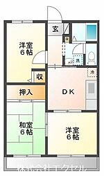 リバーサイドパレス 3DKの間取図画像