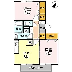 フレマリール国立 2DKの間取図画像