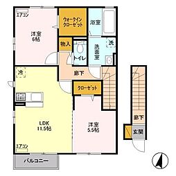 ローズガーデン 2LDKの間取図画像