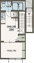 国分寺市日吉町1丁目アパート 1DKの間取図画像