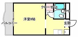 多摩都市モノレール 砂川七番駅 徒歩5分の賃貸マンション 3階1Kの間取り