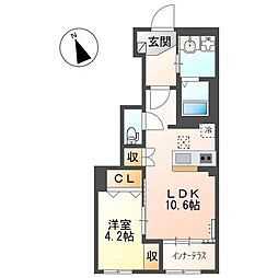 西武拝島線 武蔵砂川駅 バス14分 長円寺（東京都）下車 徒歩3分の賃貸アパート 1階1LDKの間取り