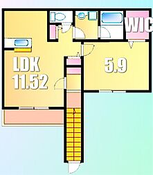 西武拝島線 東大和市駅 徒歩15分の賃貸アパート 2階1LDKの間取り