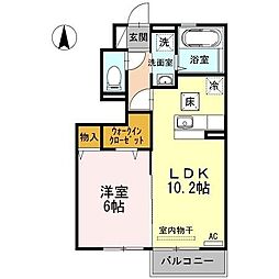 JR青梅線 小作駅 徒歩28分の賃貸アパート 1階1LDKの間取り