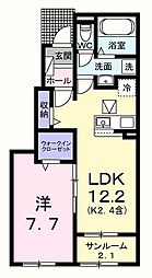 JR八高線 金子駅 徒歩33分の賃貸アパート 1階1LDKの間取り