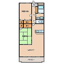 多摩都市モノレール 大塚・帝京大学駅 徒歩15分の賃貸マンション 4階2LDKの間取り