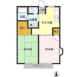 西武拝島線 西武立川駅 バス8分 伊奈海道南下車 徒歩3分の賃貸アパート 1階2DKの間取り