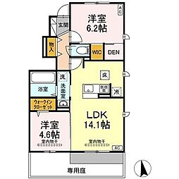 JR中央本線 国分寺駅 バス12分 官舎前（東京都）下車 徒歩3分の賃貸アパート 1階2LDKの間取り