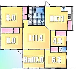 西武拝島線 武蔵砂川駅 徒歩20分の賃貸一戸建て 5LDKの間取り