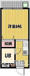 JR青梅線 牛浜駅 徒歩5分の賃貸アパート 1階ワンルームの間取り