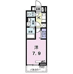 西武拝島線 東大和市駅 徒歩15分の賃貸アパート 3階1Kの間取り