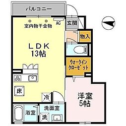 JR中央本線 立川駅 バス17分 新海道下車 徒歩7分の賃貸アパート 1階1LDKの間取り