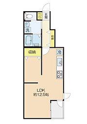 多摩都市モノレール 立飛駅 徒歩13分の賃貸アパート 1階1LDKの間取り