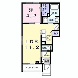 西武拝島線 武蔵砂川駅 徒歩17分の賃貸アパート 1階1LDKの間取り