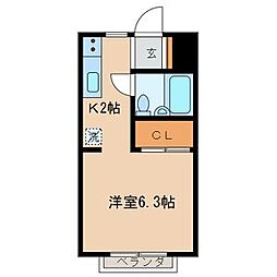 JR中央本線 東小金井駅 徒歩7分の賃貸アパート 1階1Kの間取り