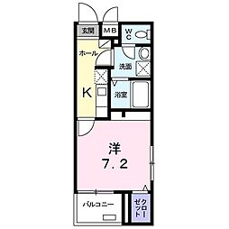 多摩都市モノレール 甲州街道駅 徒歩5分の賃貸マンション 2階1Kの間取り
