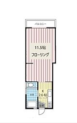 西武拝島線 武蔵砂川駅 徒歩19分の賃貸マンション 2階1Kの間取り