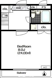 京王線 府中駅 徒歩10分の賃貸マンション 1階1Kの間取り
