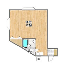 多摩都市モノレール 万願寺駅 徒歩6分の賃貸アパート 2階ワンルームの間取り
