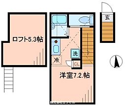 西武国分寺線 恋ヶ窪駅 徒歩9分の賃貸アパート 2階ワンルームの間取り