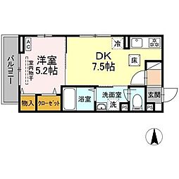 京王線 府中駅 徒歩4分の賃貸アパート 1階1Kの間取り
