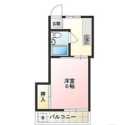 JR中央本線 立川駅 徒歩15分の賃貸アパート 2階1Kの間取り
