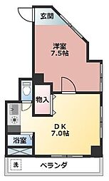 JR青梅線 西立川駅 徒歩12分の賃貸マンション 2階1DKの間取り