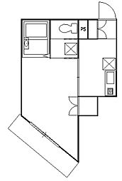 西武拝島線 東大和市駅 徒歩7分の賃貸マンション 2階1Kの間取り