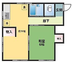 JR青梅線 西立川駅 徒歩7分の賃貸アパート 2階1DKの間取り