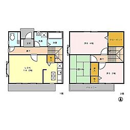 西武拝島線 東大和市駅 徒歩5分の賃貸テラスハウス 3LDKの間取り