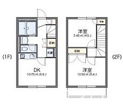 西武拝島線 西武立川駅 徒歩9分の賃貸アパート 2階2DKの間取り
