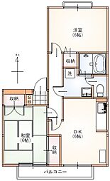 小田急多摩線 唐木田駅 徒歩10分の賃貸アパート 2階2DKの間取り