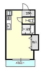 JR中央本線 西八王子駅 バス25分 甲の原下車 徒歩1分の賃貸アパート 1階ワンルームの間取り