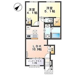 JR中央本線 八王子駅 バス27分 川口事務所下車 徒歩3分の賃貸アパート 1階2LDKの間取り