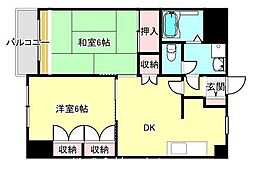 JR八高線 小宮駅 徒歩4分の賃貸マンション 1階2DKの間取り