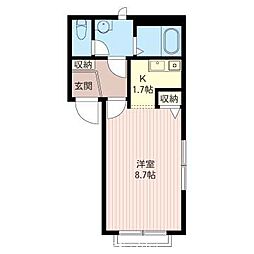 JR中央本線 西八王子駅 徒歩10分の賃貸アパート 1階1Kの間取り