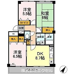 JR青梅線 河辺駅 徒歩8分の賃貸アパート 1階3DKの間取り