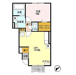 京王相模原線 多摩境駅 徒歩11分の賃貸アパート 1階1LDKの間取り