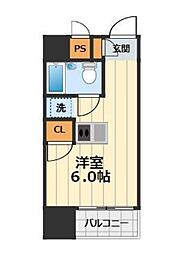 JR中央本線 西八王子駅 徒歩4分の賃貸マンション 5階ワンルームの間取り