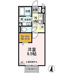 JR横浜線 橋本駅 バス10分 二本松下車 徒歩7分の賃貸アパート 1階1Kの間取り