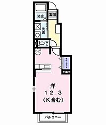 京王相模原線 南大沢駅 徒歩12分の賃貸アパート 1階ワンルームの間取り