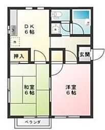 JR中央本線 八王子駅 バス8分 川口川橋下車 徒歩5分の賃貸アパート 2階2DKの間取り