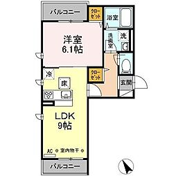 JR青梅線 河辺駅 徒歩4分の賃貸アパート 2階1LDKの間取り
