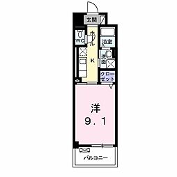 JR八高線 北八王子駅 徒歩7分の賃貸マンション 3階1Kの間取り