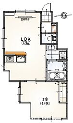 京王線 高幡不動駅 徒歩9分の賃貸アパート 1階1LDKの間取り