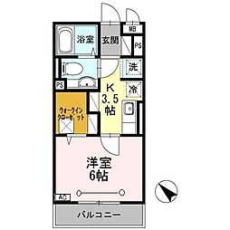 京王相模原線 京王永山駅 徒歩9分の賃貸アパート 1階1Kの間取り